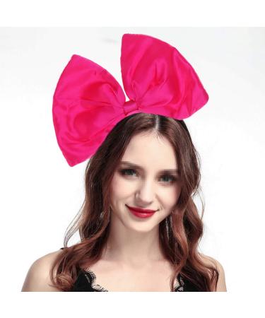 Minkissy Huge Bow Headband Candy Colored Hair Hoop Party Props Lovely Large Bowknot Hairband Party Props for Woman Girl(Rosy)
