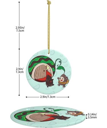 YYHHAOFA Sunflower Seeds Watermelon Seeds Prints Christmas Ceramic Round Pendant Decoration - Festive Hanging Ornament for Stores and Homes -2.9 in - Buy Online on GoSupps.com