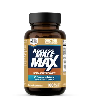 Ageless Male Max Delicious Chewable Nitric Oxide Supplement for Men  High Potency Ashwagandha Extract to Boost Workouts, Muscle & Performance, Reduce Stress, Support Sleep (100 Chews, 1-Bottle)