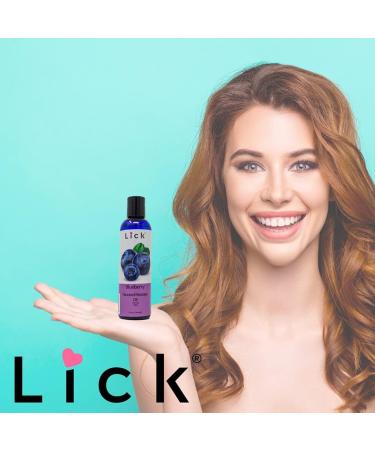 Lick Blueberry Flavored Edible Massage Oil | Vegan Skin Safe Infused with Vitamin E & Almond Oil | 4 oz Travel-Ready - Buy Online on GoSupps.com