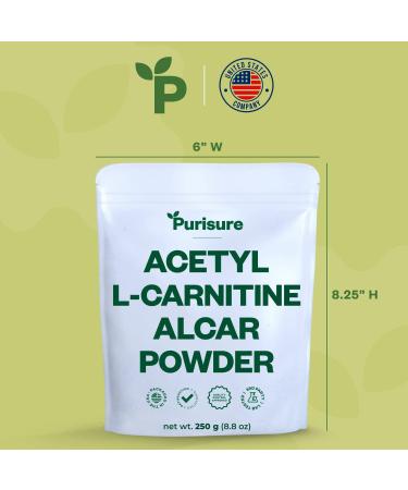 Purisure Acetyl L-Carnitine (ALCAR) Powder 250g | Memory Sharpener & Metabolism Support | Pure Cognitive Performance Enhancer | 500 Servings - Buy Online on GoSupps.com