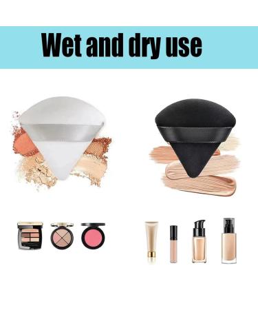 10 Pieces Triangle Makeup Puffs - Soft Cotton Velour for Loose Powder & Foundation | Black & White Beauty Tools - Buy Online on GoSupps.com