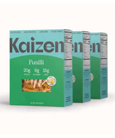 Kaizen Low Carb Pasta Fusilli - Gluten-Free, High Protein, Keto Friendly, Plant Based, Made with High Fiber Lupin Flour - 8 ounces (Pack of 3) Fusilli 8 Ounce (Pack of 3)