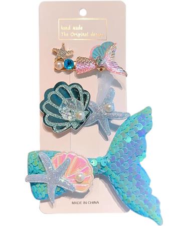 Women Mermaid Headwear Mermaid Hair Accessories | Seashell Hair Clips with Hair Bows Hairpin Princess Headwear for Mermaid Costume Accessories Women and Cosplay Props 5# Blue Fishtail Suit - Buy Online on GoSupps.com