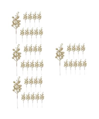 HOMSFOU 40 Pcs Christmas Imitation Berries Faux Winter Berry Sprigs Decorative Branch Gold Berry Picks Craft Berry Stems Cone Outdoor Plants Christmas Tree Picks Frosted Foam Blueberry Goldenx4pcs 19X5X5CMx4pcs