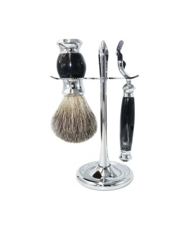 NSNT Exquisit men's rasier brushes fashionable cosmetic rasis brush natural honey roof hair beard male metal stand shaver holder set simply 10x16.5cm silver