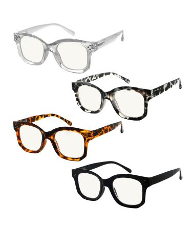 Eyekepper 4-pack Progressive Readers Women - Multifocus Reading Glasses Blue Light Blocking +2.00 4 Pack Mix Color 2.0 x