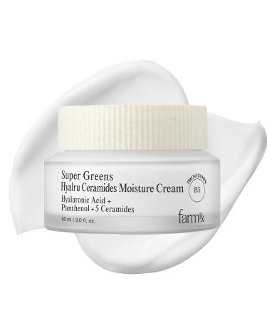 Farm Rx Super Greens Hyalru Ceramides Moisture Cream (3fl oz) - Rich Moisturizer Strengthen Moisture Barrier Deep Hydration. Korean Skin Care. Hyaluronic Acid Panthenol Vegan.