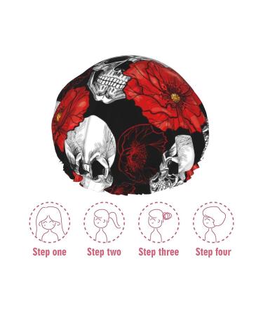 Halloween Skull Printed Waterproof Shower Cap - Fits All Head Sizes and Hair Textures for Women - Buy Online on GoSupps.com