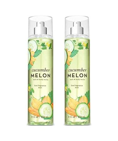 Bath and Body Works Cucumber Melon Fine Fragrance Mists Pack Of 2 8 oz. Bottles (Cucumber Melon)