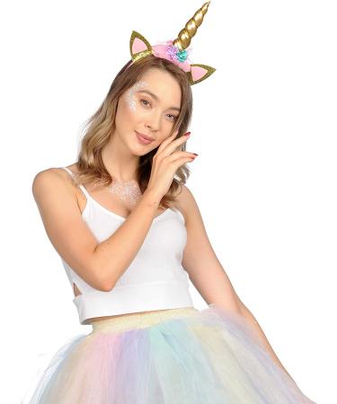 FUNCREDIBLE Unicorn Headband with Chunky Glitter - Rainbow | Halloween Cosplay Party Costume Accessory for Women, Girls, and Kids - Buy Online on GoSupps.com