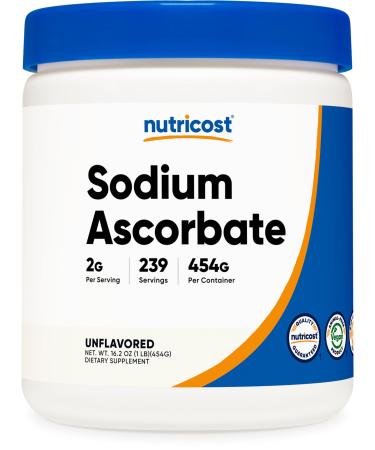 Nutricost Sodium Ascorbate Powder (1 LB) Unflavored - 2 Grams per Serving Vegan GMO-Free Gluten-Free