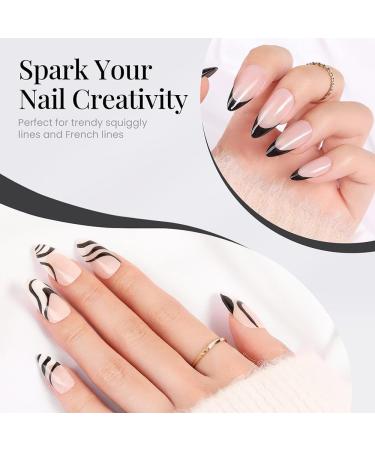Black White Gel Nail Polish - White Tip Nail Polish/Nail Art Gel Liner/Nail Paint for French Tip Manicure Soak Off UV/LED for Painting Drawing Swirl Nails Home DIY Salon (Black) - Buy Online on GoSupps.com