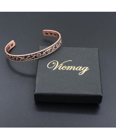 Vicmag 99.99% Pure Copper Magnetic Daisy Bracelet for Women | 6X Ultra Strength Magnets, Adjustable Size | Gift Box Included - Buy Online on GoSupps.com