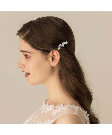 Aneneiceera Crystal Flower Hair Clip Silver Hair Barrette One word Clip Rhinestone Hair Pin Headpieces Decorative Hair Pins Headwear Bride Hair Accessories for Women and Girls (Silver) - Buy Online on GoSupps.com