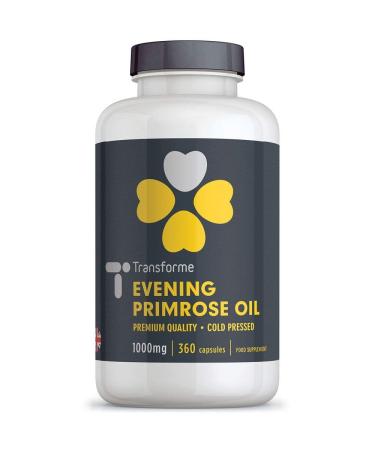 Transforme Evening Primrose Oil 1000mg Capsules | Cold Pressed Maximum Potency | 360 Omega 6 Softgels | High GLA Gamma Linolenic Acid 360 Count (Pack of 1)