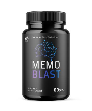 Memo Blast Capsules Official MemoBlast Supplement Pills with All Natural Ingredients Advanced Memo Blast Optimal Brain Health & Wellness Support with Premium Vitamins for Women & Men (60 Capsules)