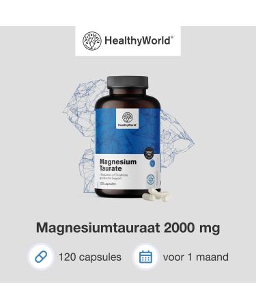 Be Healthy Group doo Magnesium Taurate 2000mg 120 Vegetable Capsules Magnesium + Taurine High Concentration Support for Muscles and Nervous System Easily Digestible - Buy Online on GoSupps.com