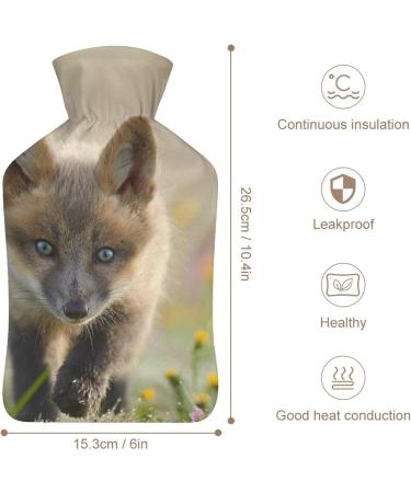 Little Fox Hot Water Bottle with Plush Cover - Ideal Hand Warmer for Adults & Kids | 26.5x15.3cm - International Shipping Available - Buy Online on GoSupps.com