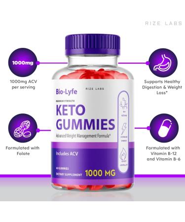 BioLyfe Keto ACV Gummies - Maximum Strength Apple Cider Vinegar Formula (60 Gummies) - Buy Online on GoSupps.com