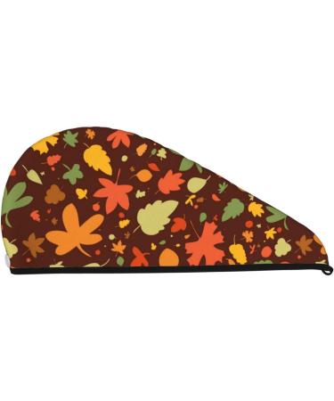 Autumn Leaves Microfiber Hair Towel - Soft Super Absorbent Quick Dry Wrap for Long Curly & Thick Hair | Coral Velvet Towel for Women - Buy Online on GoSupps.com