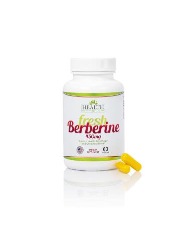 Health As It Ought To Be Fresh Berberine 450mg - 60 Capsules. Contains Only Berberine - No Preservatives. Made in Small Batches so Freshness is Guaranteed. Used by Integrative Medicine Physicians