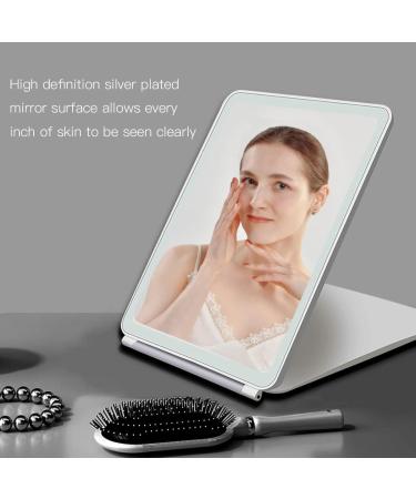 Lissahne Portable Travel Makeup Mirror - Foldable Compact HD with Adjustable LED Lighting - USB Rechargeable Vanity Mirror in White - Buy Online on GoSupps.com