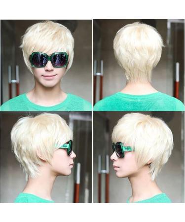 Premium Short Straight Men's Wig - Platinum Blonde 18 cm | International Shipping Available - Buy Online on GoSupps.com