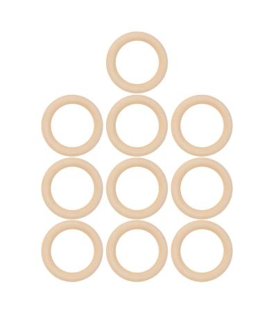 10 pieces of wood bite rings 65 mm unpainted baby wood circles without color for crafting-tag connection pieces (65mm) Original wood color 65mm
