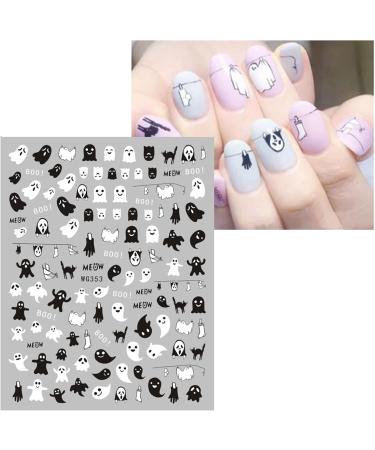 Halloween Nail Stickers 16 Sheets Self-Adhesive Nail Decal Pumpkin Ghosts Cobweb Nail Art Decoration Design Supplies - Buy Online on GoSupps.com