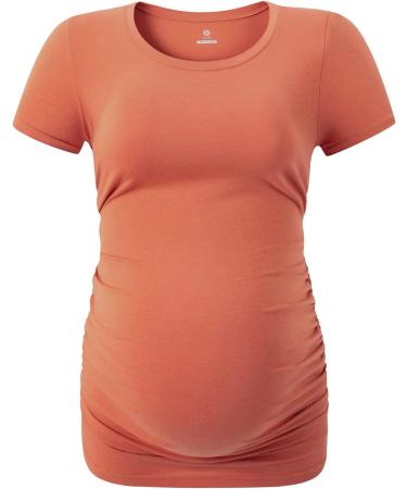 LAPASA Maternity Tops | Soft Modal Cotton Pregnancy Tshirts | Side Ruched | Crew Neck | Short Sleeve Tees | XXL | Burn Red+Red Stripe+Heather Gray - Buy Online on GoSupps.com