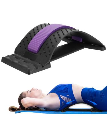 HONGJING Back Stretcher  Back Cracker for Back Pain Relief Lumbar Traction Spine Deck with Acupressure Massage  Great for Herniated Disc  Sciatica  Scoliosis Purple