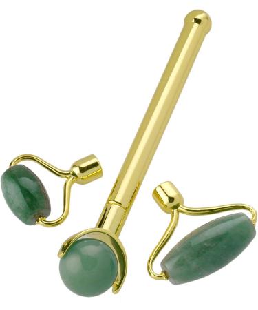 mookaitedecor Jade Roller Green Aventurine 3 in 1 Set Removable Replacement Rollers Anti-Aging Massager Tool for Face and Neck - Buy Online on GoSupps.com