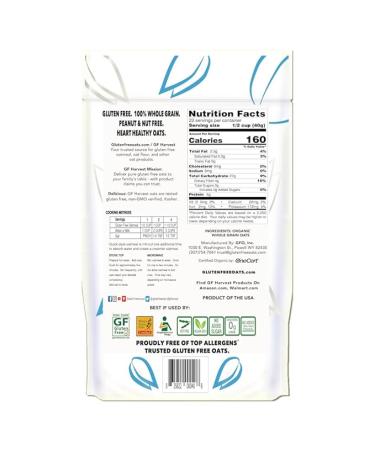 GF Harvest Organic Gluten Free Quick Oats - 32 Ounce Bag - Buy Online on GoSupps.com