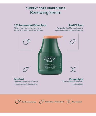 Current State Retinol Serum for Face - Powerful Dark Spot Remover with Kojic Acid & Marula Oils - Anti-Aging Night Serum for Smooth Skin & Radiance - 1 fl oz - Buy Online on GoSupps.com