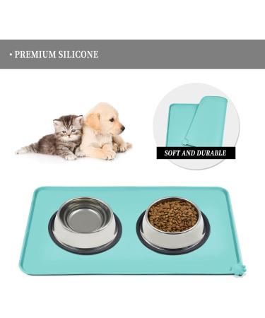 Reopet Waterproof Silicone Pet Feed Mat - Elevated Edges 71x45 cm Teal - Perfect Dog & Cat Feeding Solution - Buy Online on GoSupps.com