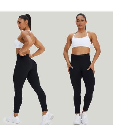 HIGORUN Women's Seamless Smile Contour High Waist Leggings | Black | Medium - Perfect for Workout, Gym, Yoga - Buy Online on GoSupps.com