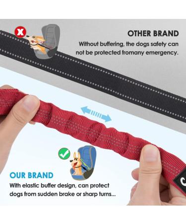 SlowTon Headrest Dog Car Seat Belt 2 Pack Adjustable with Elastic Nylon Bungee Buffer Durable Headrest Seat belt Pet Dog Car Safety Harness Restraint Red 2-Headrest - Buy Online on GoSupps.com