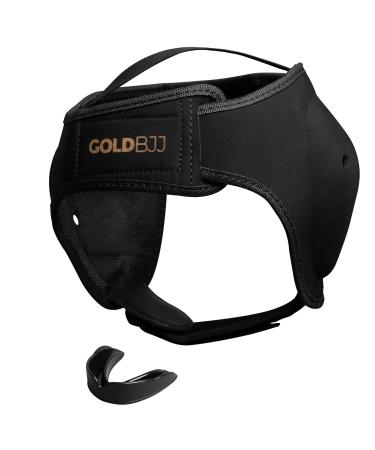 Gold BJJ Headgear for Jiu Jitsu, Wrestling, and MMA Black