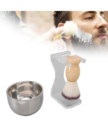 Premium Men's Shaving Brush Set - 3-Part Stainless Steel Bowl & Holder | Soft & Versatile for Home & Salon Use - Buy Online on GoSupps.com