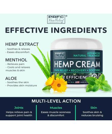 PRFC Hemp Cream - Natural Extract with Arnica & MSM for Joints & Back - Extra Strength 4 oz - Made in USA - Fast Relief - Buy Online on GoSupps.com