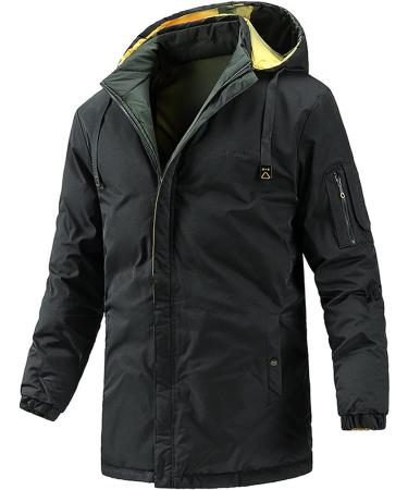 GXLONG Men's Tie Dye Puffer Jacket | Zip Up Down Coat with Hood & Pockets | Black, X-Large - Buy Online on GoSupps.com