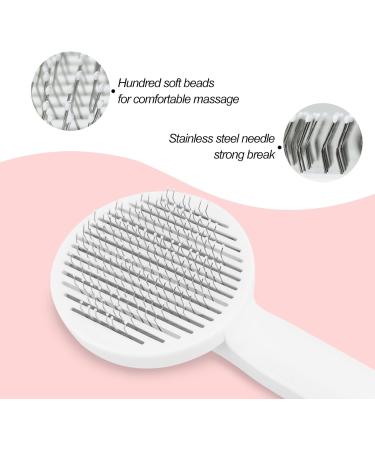 FuninCrea Self Cleaning Dog Grooming Brush - Stainless Steel Bristles for Pet Hair Removal and Massage - Pink - Buy Online on GoSupps.com