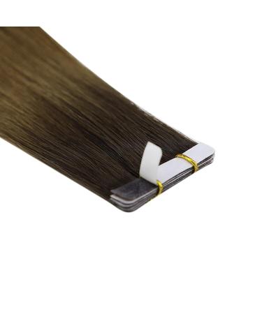 Youngsee Real Hair Tape Extensions - 45cm Darker Brown Ombre Virgin Skin Weft - 5pcs 12.5g #R3/8 - Buy Online on GoSupps.com