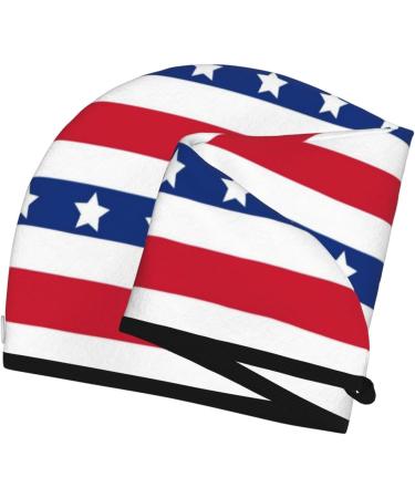 American Patriotic Stars and Stripes Microfiber Hair Towel | Super Absorbent Coral Velvet Wrap for Long Curly & Thick Hair | Quick Dry Towel for Women - Buy Online on GoSupps.com