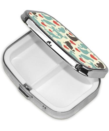 FoRes Happy Walking Kitty Print Travel Pill Organizer | Daily Vitamin Box | Compact 2.2"x1.6"x0.7" | Black | International Shipping Available - Buy Online on GoSupps.com