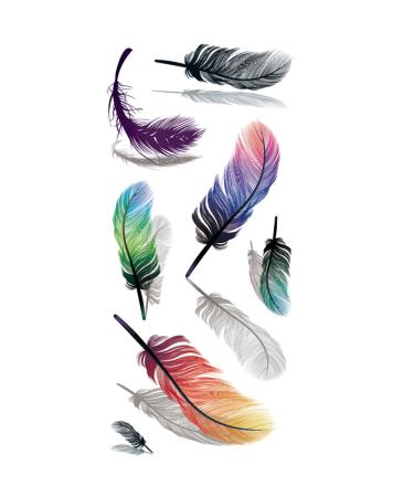 TAFLY 5Sheets Waterproof Fake Tattoo Stickers 3D Colorful Feathers Water Transfer Temporary Tattoo