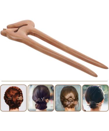 minkissy U Shape Wooden Hair Sticks Handmade Carved Ebony Sandalwood French Hair Forks with Cute Fox Design 2-prong Vintage Wood Hair Pins for Women Chignon Bun Updo Hairstyle - Buy Online on GoSupps.com