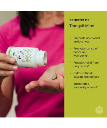 Banyan Botanicals Tranquil Mind Organic Supplement - 90 Tablets | Ayurvedic Herbs for Calm & Stress Relief - Buy Online on GoSupps.com