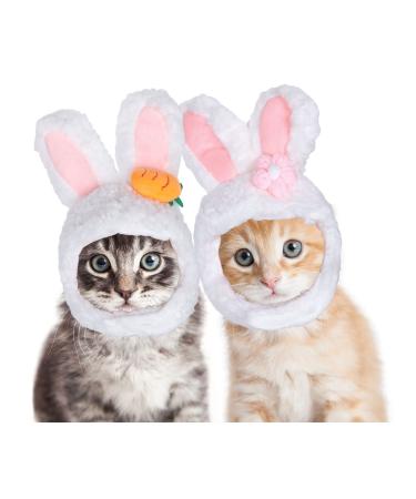 AnyDesign 2Pcs Easter Pet Bunny Hat Cute Funny Rabbit Hat with Ear Adjustable Holiday Dog Cat Head Wear Easter Party Pet Accessories Supplies for Small Dog Cat